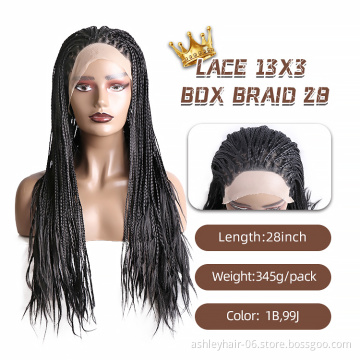 Julianna hair braided three-strand meches for dreadlocks faux locs braided wigs lace front custom logo box braided lace wigs